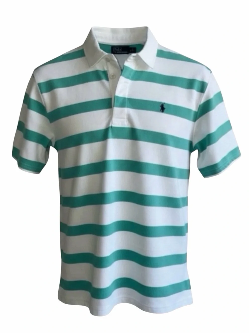 Polo Ralph Lauren Light Green & White Stripe Short Sleeve Polo Shirt Size Large